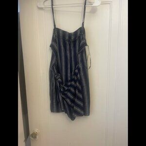 Navy blue dress with white stripes